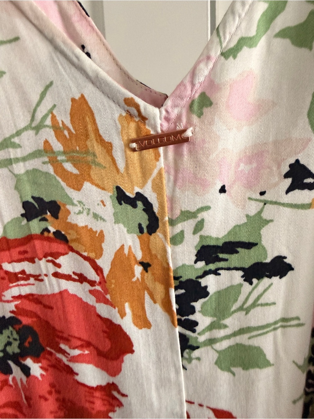 Volcom Floral Slip Dress with Spaghetti Straps - Pink Multi - Picture 3 of 4